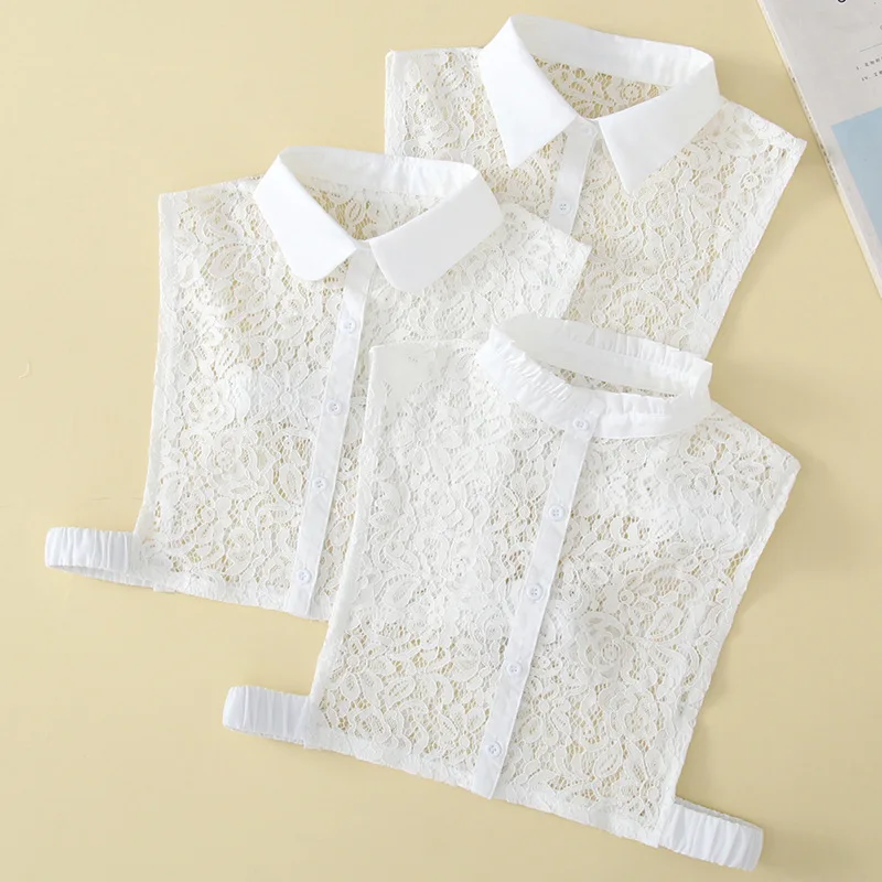 

Кружевной Белый имитационный воротник для женского свитера, полуяркий белый галстук для рубашки, съемный ложный воротник