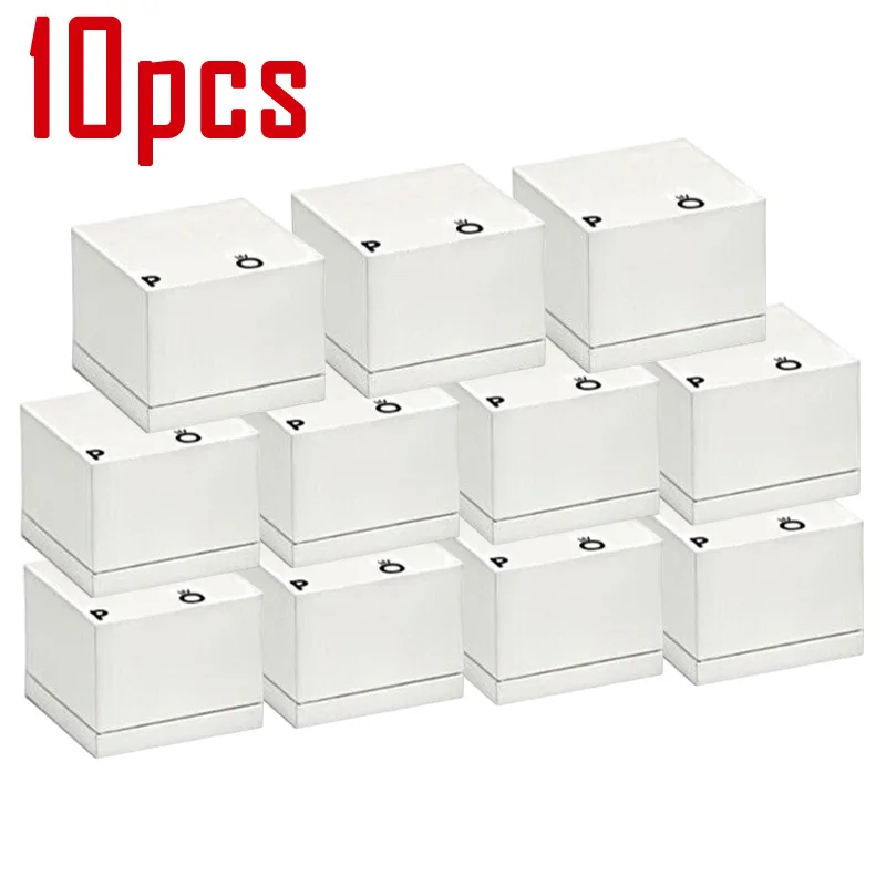 

P 10pcs Packaging New Paper Ring Boxes For Earrings Charms Europe Jewelry Case for Valentine's Day Gift Wholesale Lots Bulk