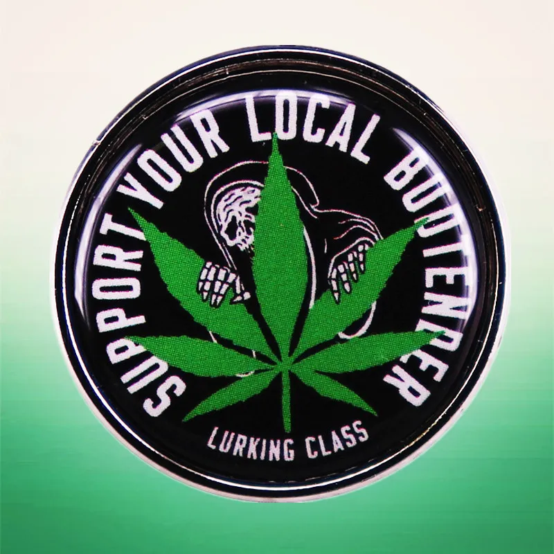 

Support Your Local-Budtender Grim Reaper Brooch Pin Jeans Jacket Lapel Metal Pins Brooches Badges Exquisite Jewelry Accessories