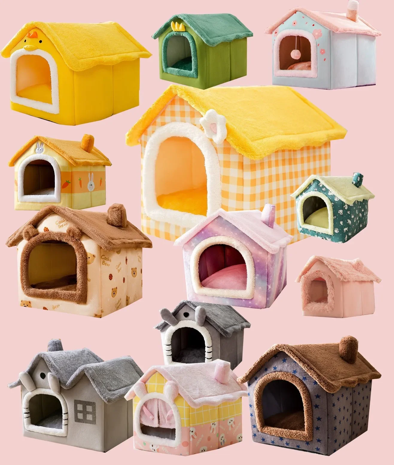 

Кошачья кровать для спальни, теплая пещера, собачья и съемные подушки, мягкий закрытый дом, собачья кошка, диван, котенок, товары для домашни...