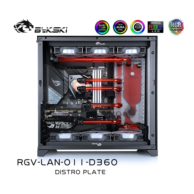Фото Акриловая панель BYKSKI Distro Plate (Waterway Board) для корпуса LIAN LI O11 Dynamic Combo, совместима с DDC-помпой RGV-LAN-O11-D360 №5