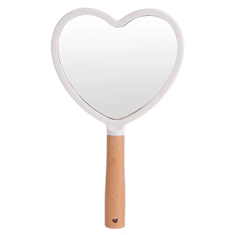 

Sdatter 1pc Makeup Mirror Wooden Handle Handheld Cosmetic Mirror Heart Shape Fan Shape Mirror Round Square Mirror Salon Makeup M