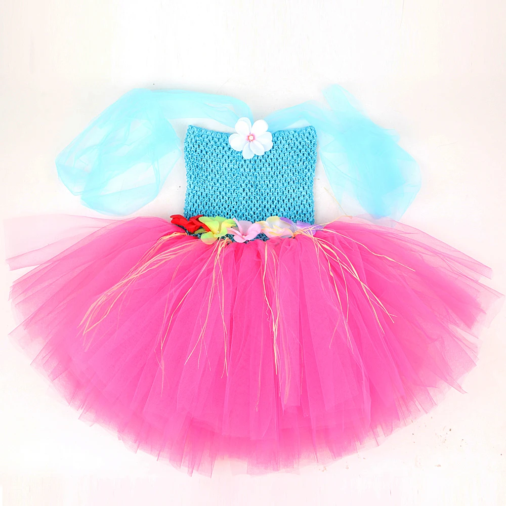 Цветы гавайская яркость для девочек яркие балетные платья детей танцевальная