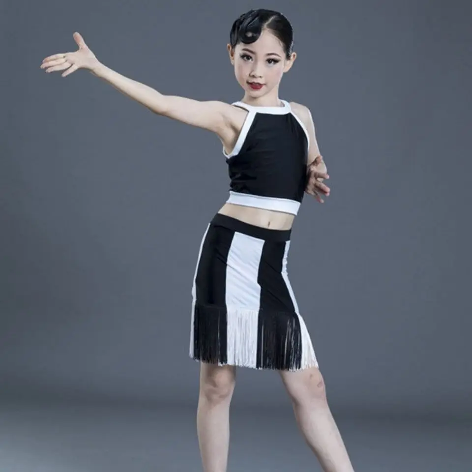 Одежда для латиноамериканских танцев девочек летняя профессиональная одежда