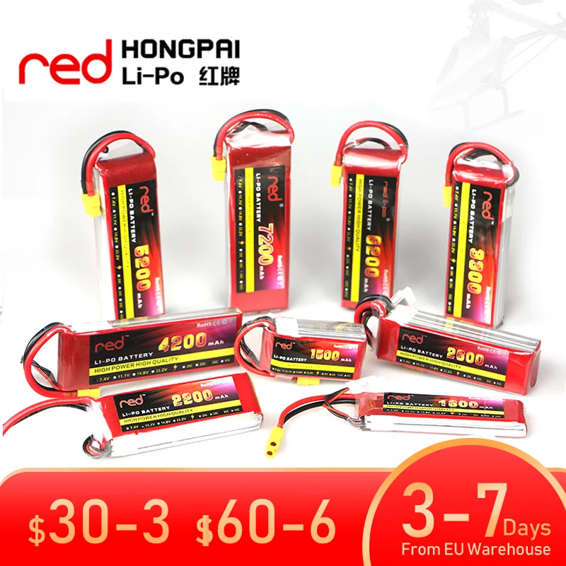 

3S 11.1V RC LiPo Battery 1300 1500 1800 2200 2600 3000 6000mAh 25C 35C 60C For RC Aircraft Quadrotor Drone Airplane 3S Batteries