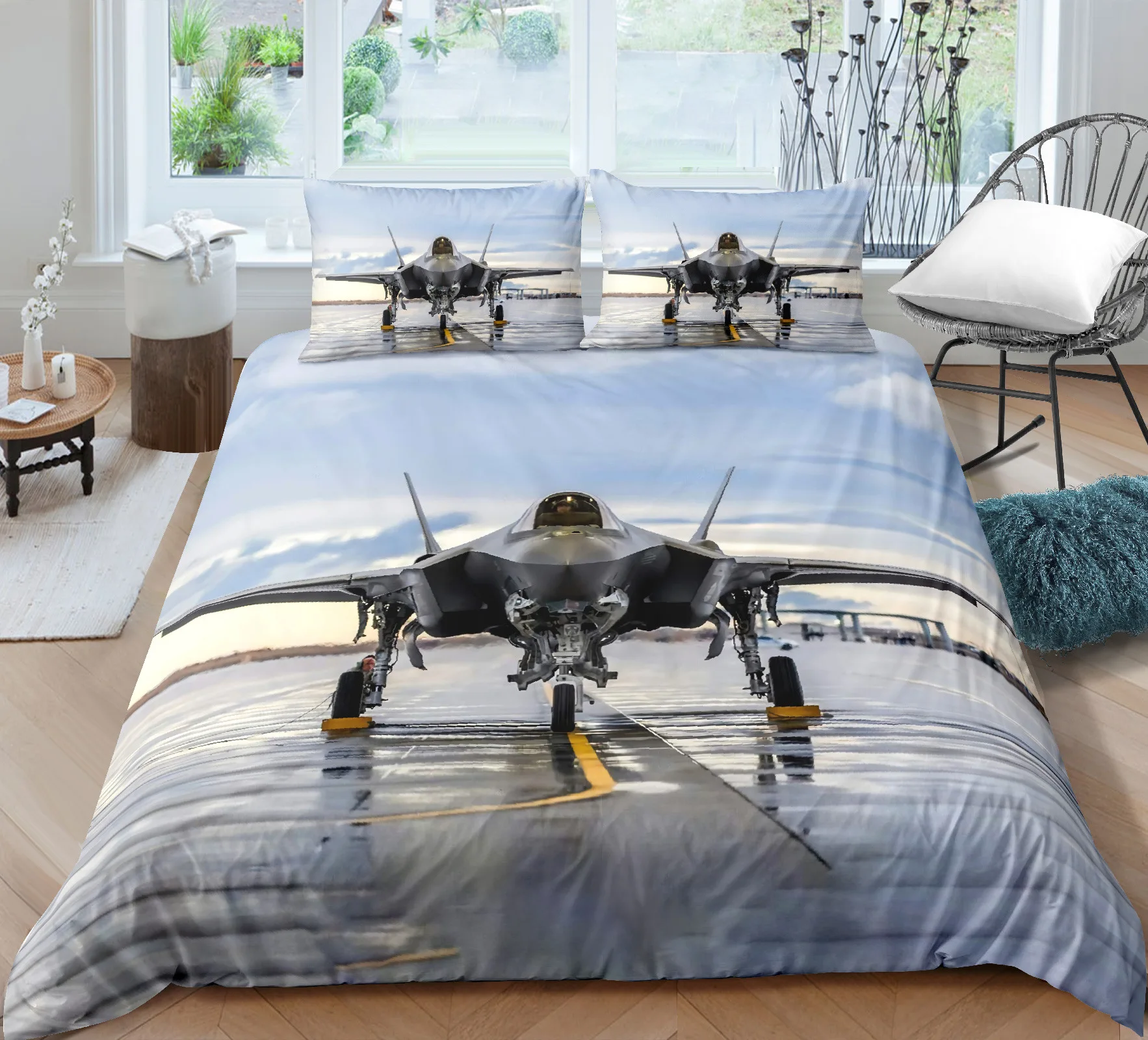 

Duvet Cover King/Queen Size,flying Fighter Jet Bedding Set for Kids Teens Boys,modern Cool Airplane Quilt Cover Airplane Fighter