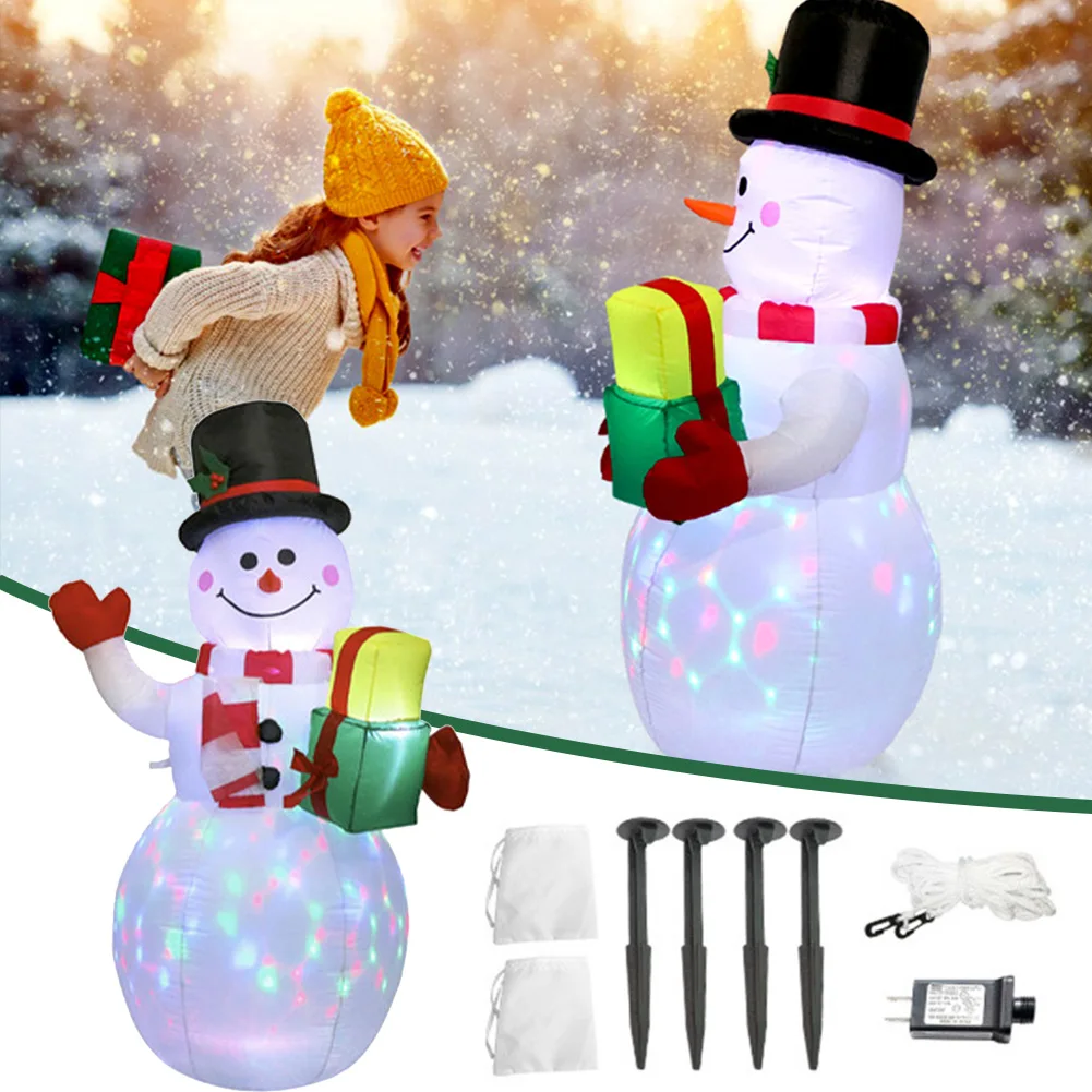 

LED Illuminated Inflatable Snowman Air Pump Night Lamp Christmas Decoration Giant Santa Claus With Crutch Xmas Props Decor