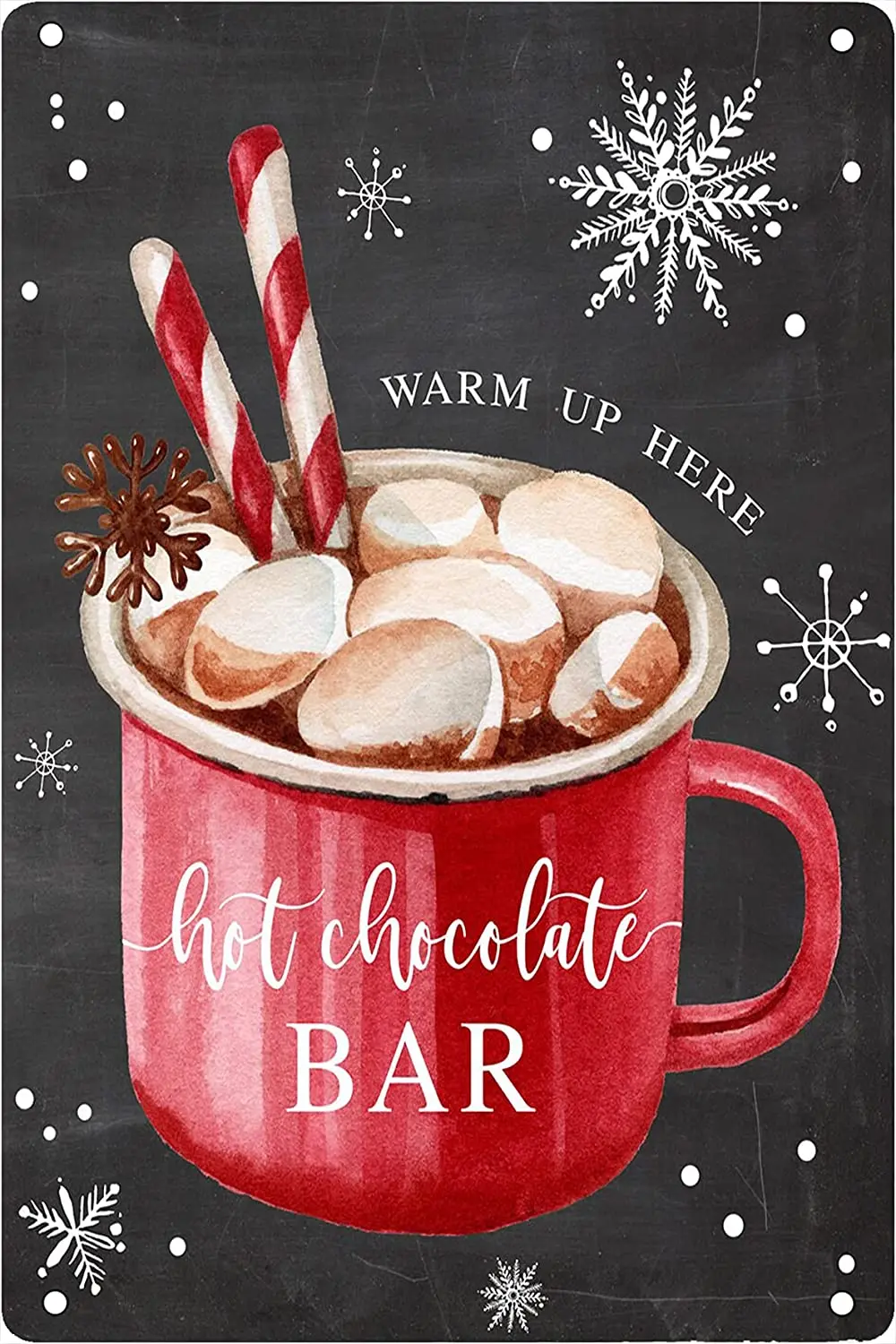 

Warm Up Here Hot Chocolate Bar Metal Tin Sign Kitchen Decorative Cafe Bar Home Metal Plate Wall Decor Restaurant Wall