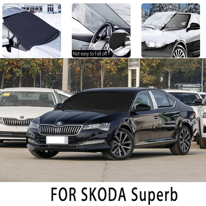 

Чехол Carsnow, переднее покрытие для SKODA Superb, защита от снега, теплоизоляция, защита от солнца, ветра, мороза, автомобильные аксессуары