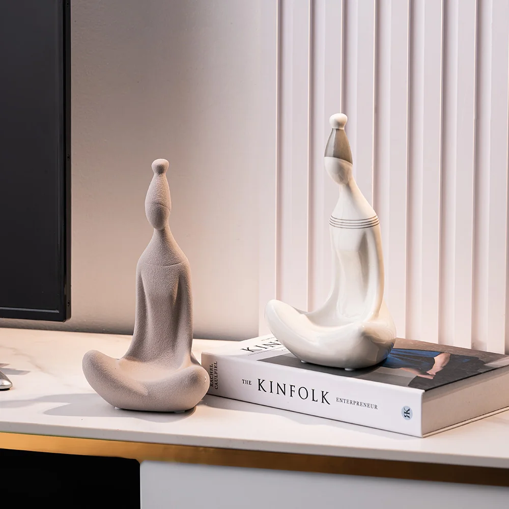 

Aesthetic Art Home Decor Meditation Statue Room Decor People Sculpture Desk Accessories Bookend Ceramic Figurines easter Gift