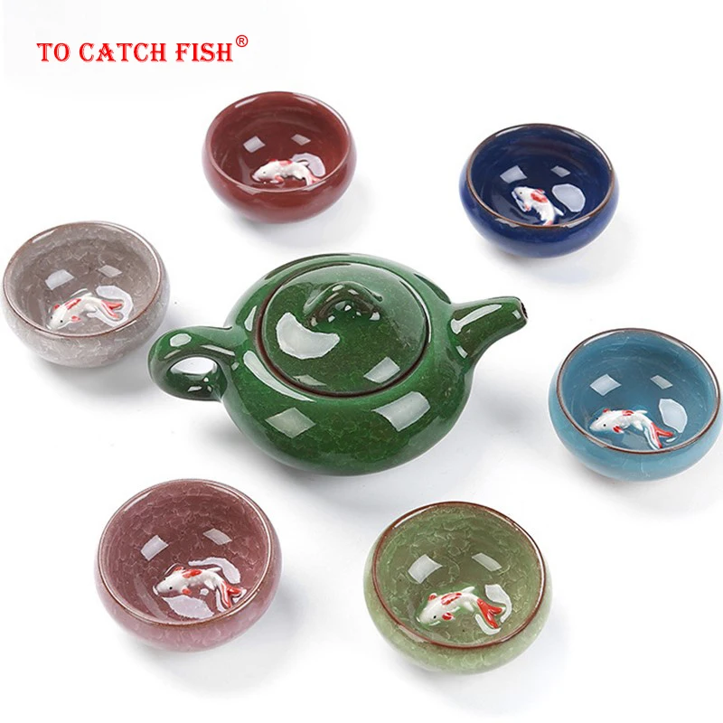 

Kung Fu Tea Set 1 Teapot 6teacup Green Tea Pot and Cup Set Cups and Mugs Coffeeware Teaware Teacups Teeware Teware Gaiwan Tools