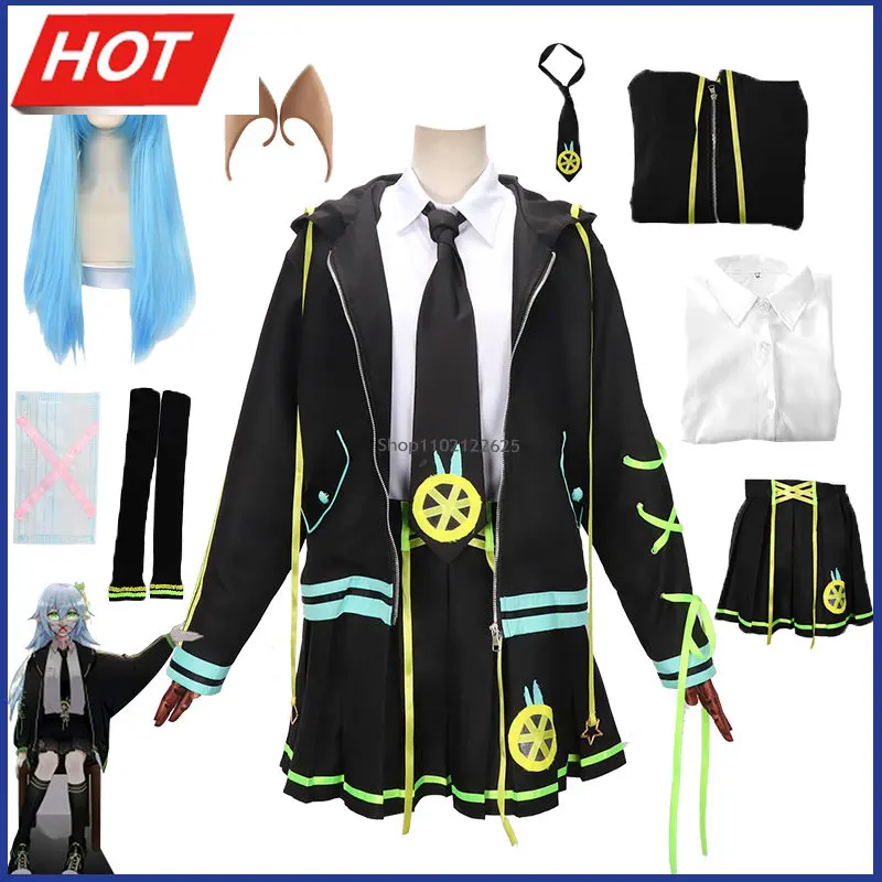 

Комикс Aotu мир Кали Косплей Костюм Jk Униформа парик новое лимонное пальто рубашка юбка костюм серия Haze Хэллоуин вечерние черная одежда