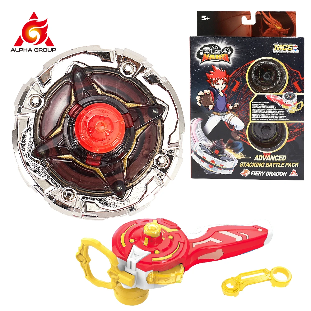 

Infinity Nado 5 Advanced Stacking Battle Pack Fiery Dragon Dual Metal Ring Spinning Top Gyro With Magnetic Launcher Kid Toy Gift