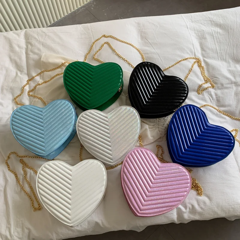 

2022 Heart Shaped Messenger Bag For Women Trend Female Laser Shoulder Bag Fashion Chain Ladies Crossbody Bags