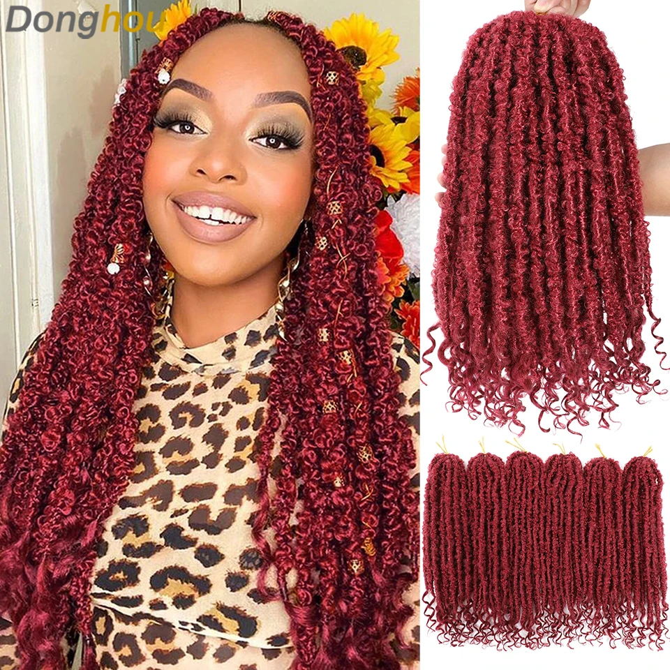 Butterfly Locs Crochet Hair With Curly Ends 18 Inch 1B 27 30 350 Burgundy Blonde Brown Soft Butterfly Goddess Locs Crochet Hair