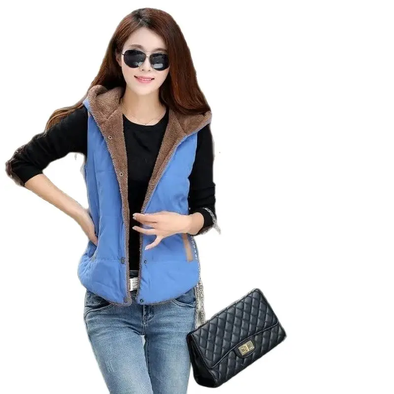 Autumn Winter Women Jacket  Parkas Vest Thin DownLight Velvet Korean Version Thickened Slim Sleeveless Vest Short Coat