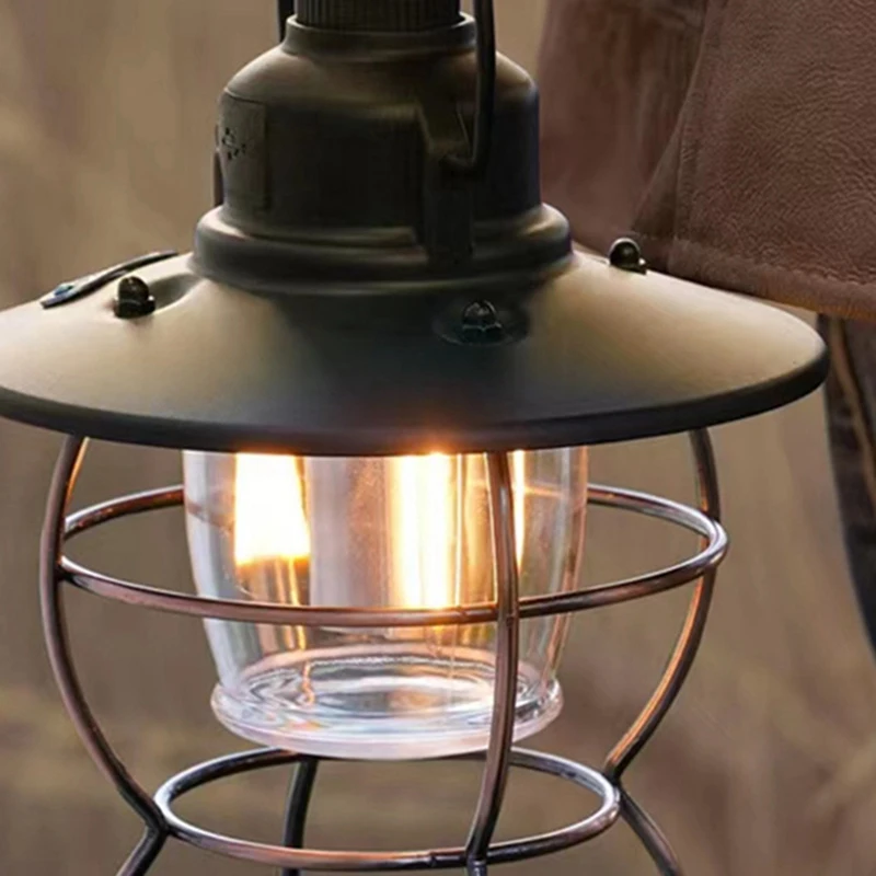 

1 Pcs Retro Camping Lights Tent Lamp USB Rechargeable Emergency Portable Horse Lamp (Light Green)