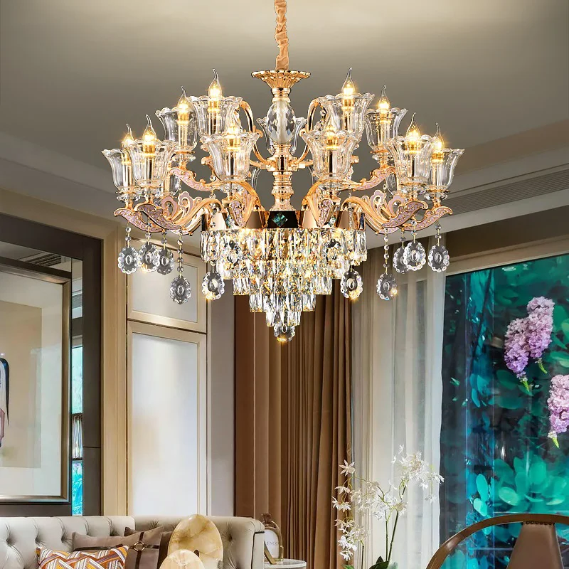 

LED French Retro Crystal Romantic Candle Lamp Fashion Restaurant Warm Bedroom Chandelier Luxury Living Room Head