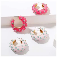 fashion enamel sweet style colorful with cz diamonds c shape stud earrings for girls women high quality good gift to girlfriend