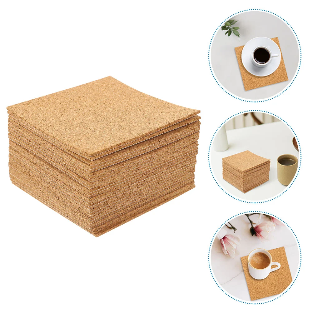 

60 pcs Self-Adhesive Cork Coasters Square Cork Backing Adhesive Sheets for DIY Craft