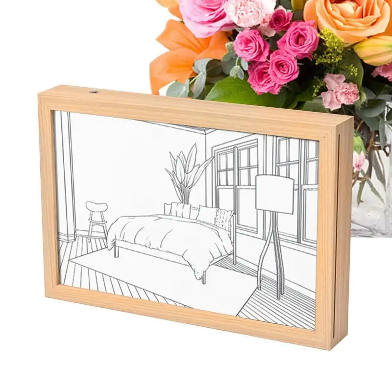 

LED Decorative Painting LED Light And Shadow Photo Frame Multi-Purpose Solid Texture Decorative Photo Frame For Bedroom Study