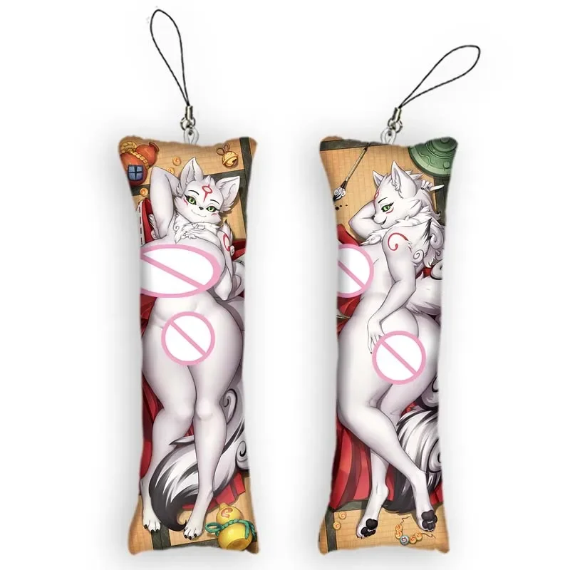 Мини Dakimakura аниме Amaterasu (okami) брелок кулон двусторонний принт подвесной орнамент