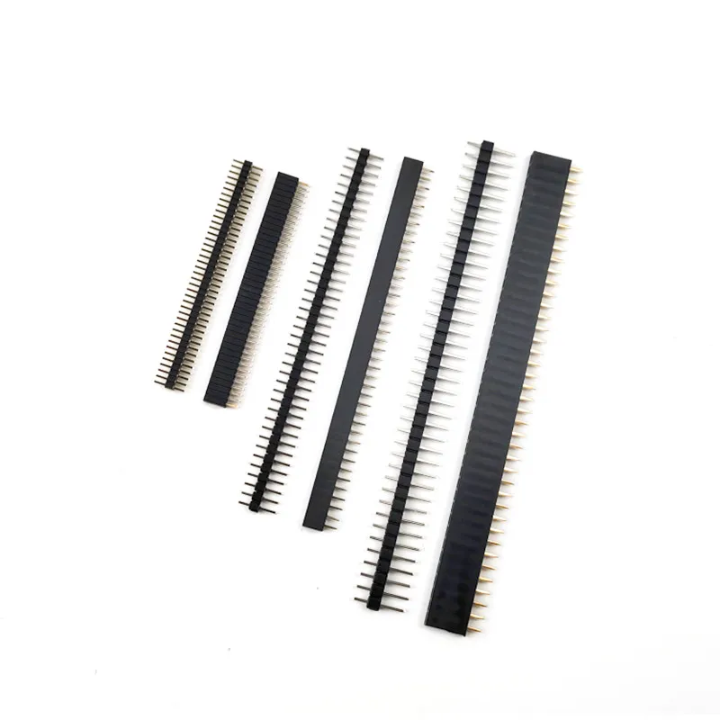 

5 pairs 40 Pin 1x40 Single Row Male and Female 1.27mm/2.0mm/2.54 Breakable Pin Header PCB JST Connector Strip for Arduino Black