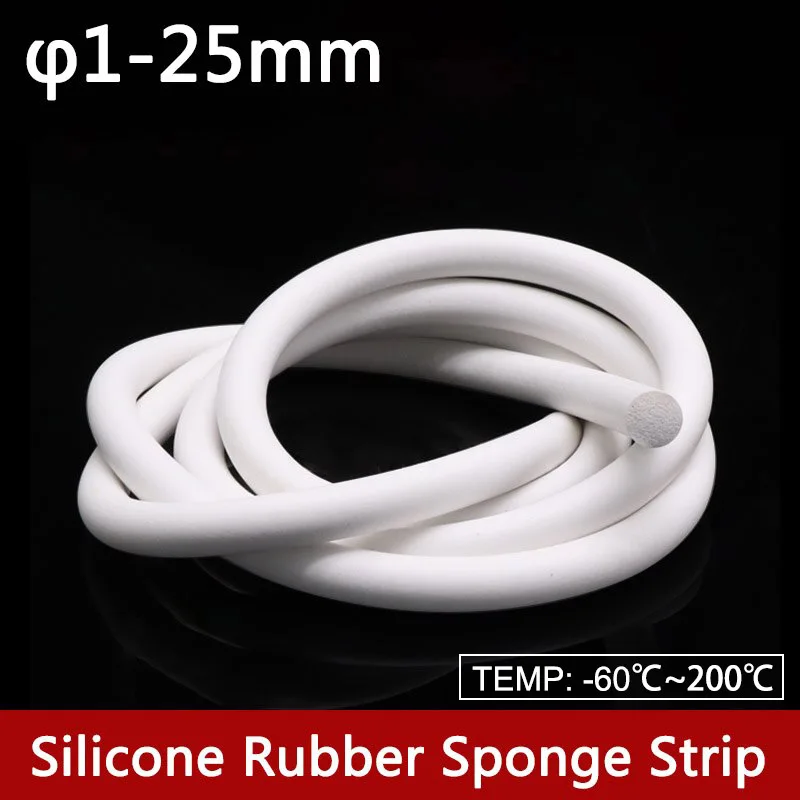 

1-5M Diameter 1 2 3 4 5 6 7 8 9 10-25mm Silicone Rubber Sponge Strip Round White Foamed Backer Rod Seal Strips VMQ Foaming Cord