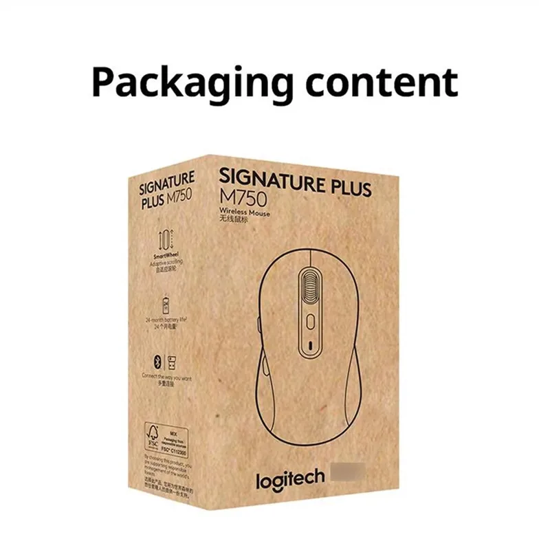Беспроводная мышь Logitech SIGNATURE PLUS M750, 2,4 ГГц, беспроводные USB-мыши для офиса и дома, мышь для ноутбука ПК (без батарей) (art.: 3920ca8992b43) - 3920ca8992b43