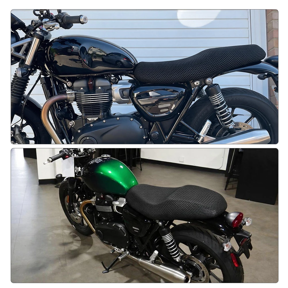 Фото Чехол на сиденье мотоцикла для Speed Twin 900 1200 1200RS, 3D-сетчатая ткань, защита от солнца, противоскользящая дышащая подушка. №5