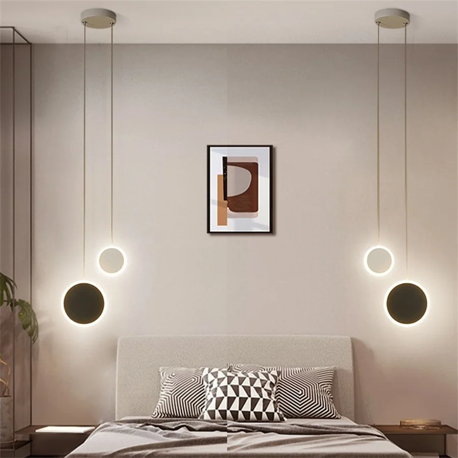 

Double Circle Led Pendant Light Dining Living Bedroom Bedside Chandelier Hanging Lamp Modern Restuarant Cafe Bar Suspension