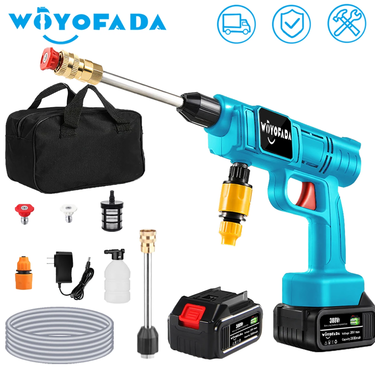 

Cordless Spray Water Gun Cordless High Pressure Car Washer Portable Car Wash Pressure Cleaner Cleaning Machine With Toolbag