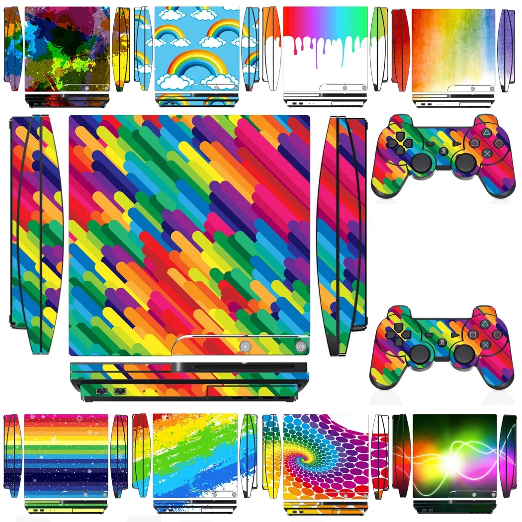 Виниловая наклейка для Sony PS3 Slim COOL COLOUR Rainbow 3452