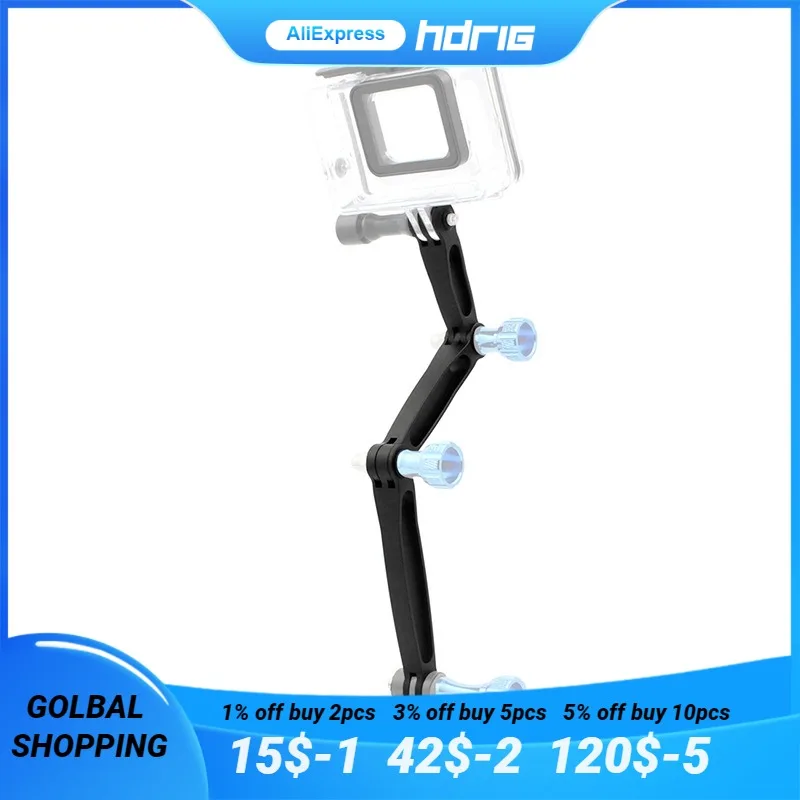 

HDRIG Helmet Extension Arm Selfie Stick Rod 3 In 1 For GoPro Hero 8 7 6 5 SJCAM Yi for Insta360 One R For DJI Action Cameras