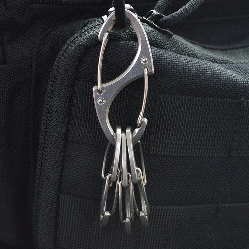 Durable Stainless Steel Quick Hanging Key Chain Men's Small Double Spring Carabiner Backpack Buckle