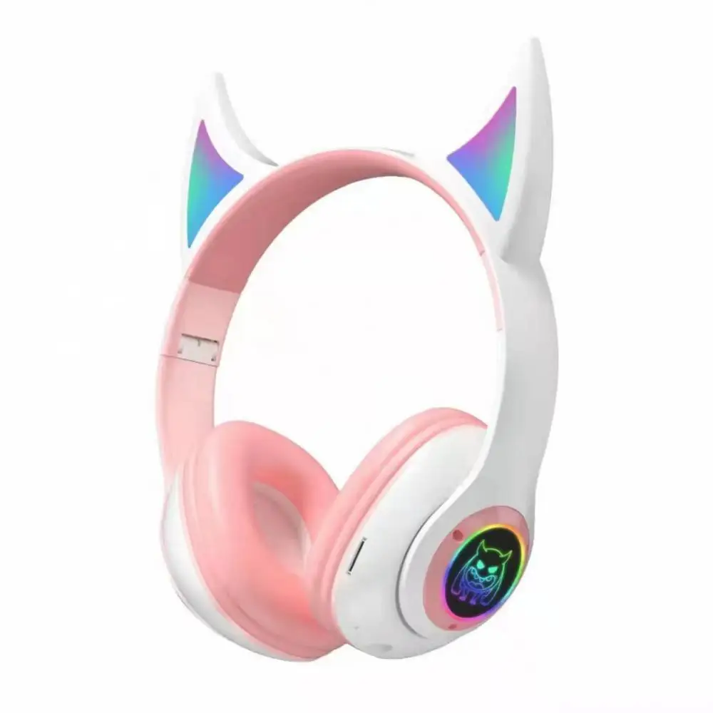 

Wireless Headphones Devil Headset Flashing Light Devil Ear Helmet for Girls Kid Demon Earphone with Mic New Year Gifts