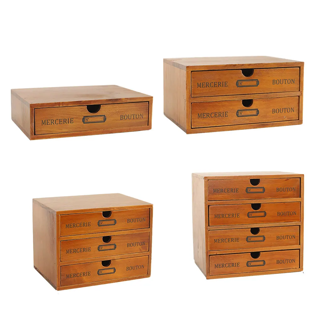 

Vintage Wooden Drawer Organizer - Effortlessly Organize Office Desk Wide Application Wooden Cabinet