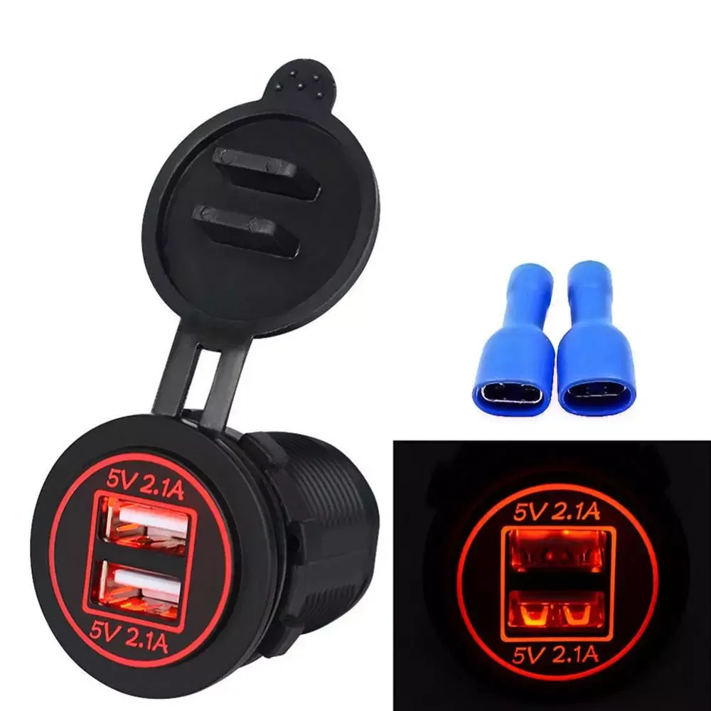 

12V 24V Motorcycle Car Dual USB Charger Socket 5V 4.2A Adapter Power Outlet