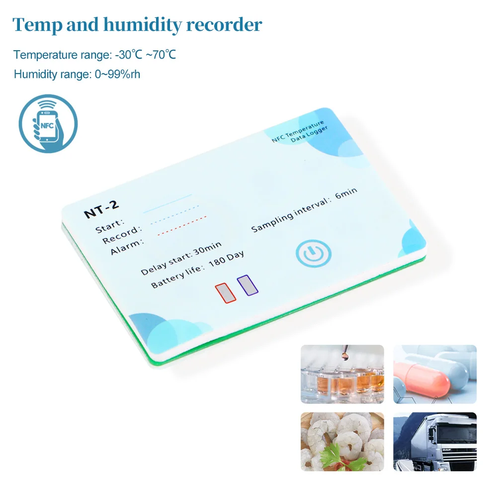 

NFC Temperature and Humidity Data Logger 500,000 Groups APP Data Logger PDF Recorder NTH-2/NT-2 Smart Phone NFC Data Logger