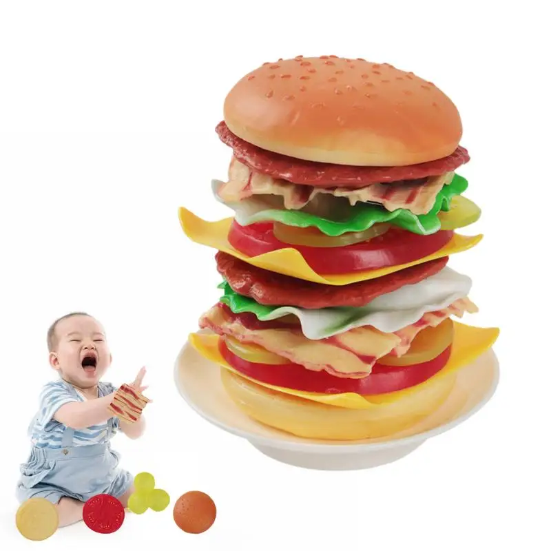 

Montessori Stacking Toys Stacking Balancing Game With Rich Simulated Hamburger Ingredients Stacking Toys For Toddlers For