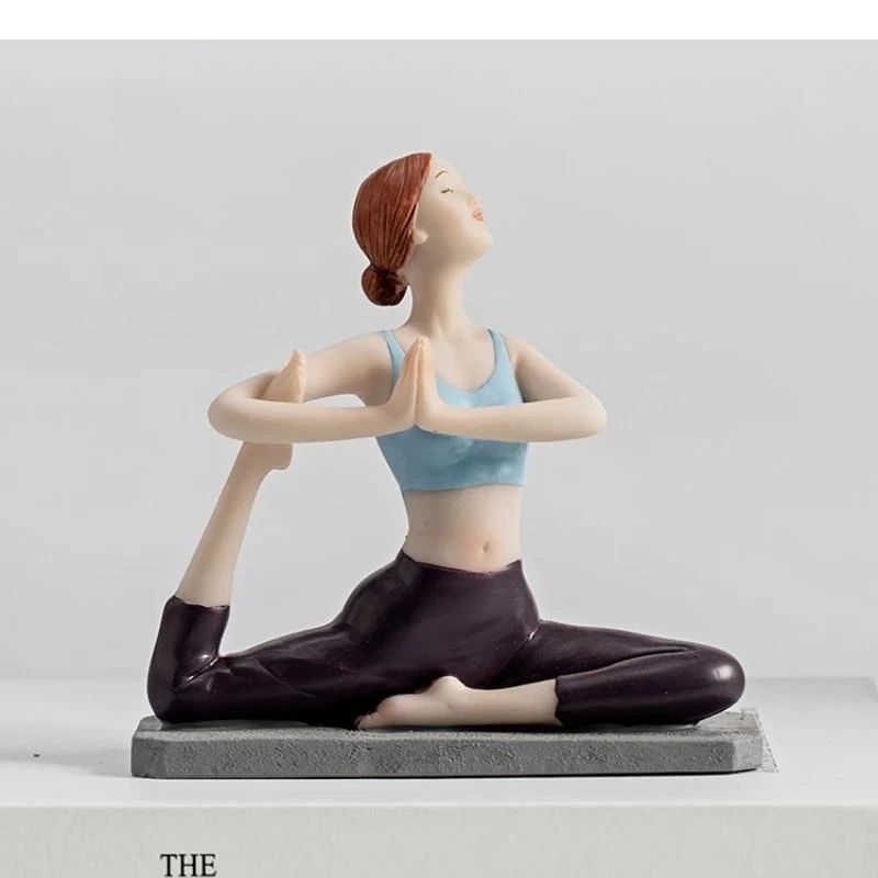 Resin Handicraft Artificial Figure Sculpture Yoga Movement Yogi Girl Statue Decorative Figurines Home Decoration Accessories