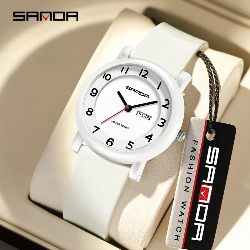 SANDA 3255 Новые детские кварцевые часы 2024 с двойным календарем водонепроницаемые 3