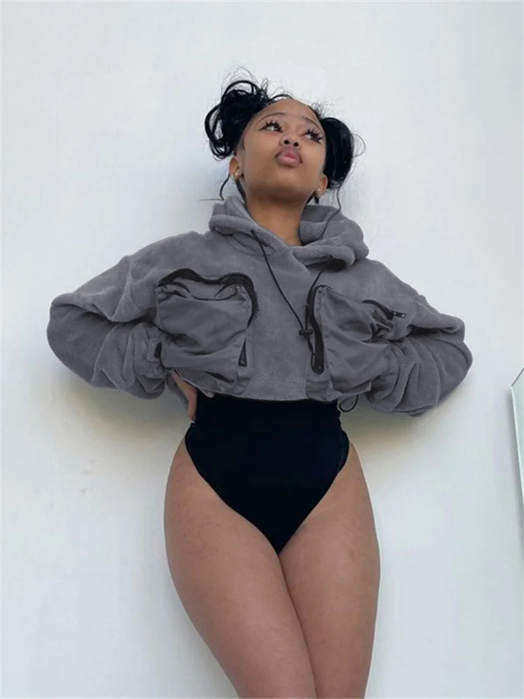 

Fall Outfits Women Baggy Hoodie Crop Tops 2022 T Shirts Fashion Long Sleeve Lace Up pullovers Loose Gray O Neck Sweatshirts