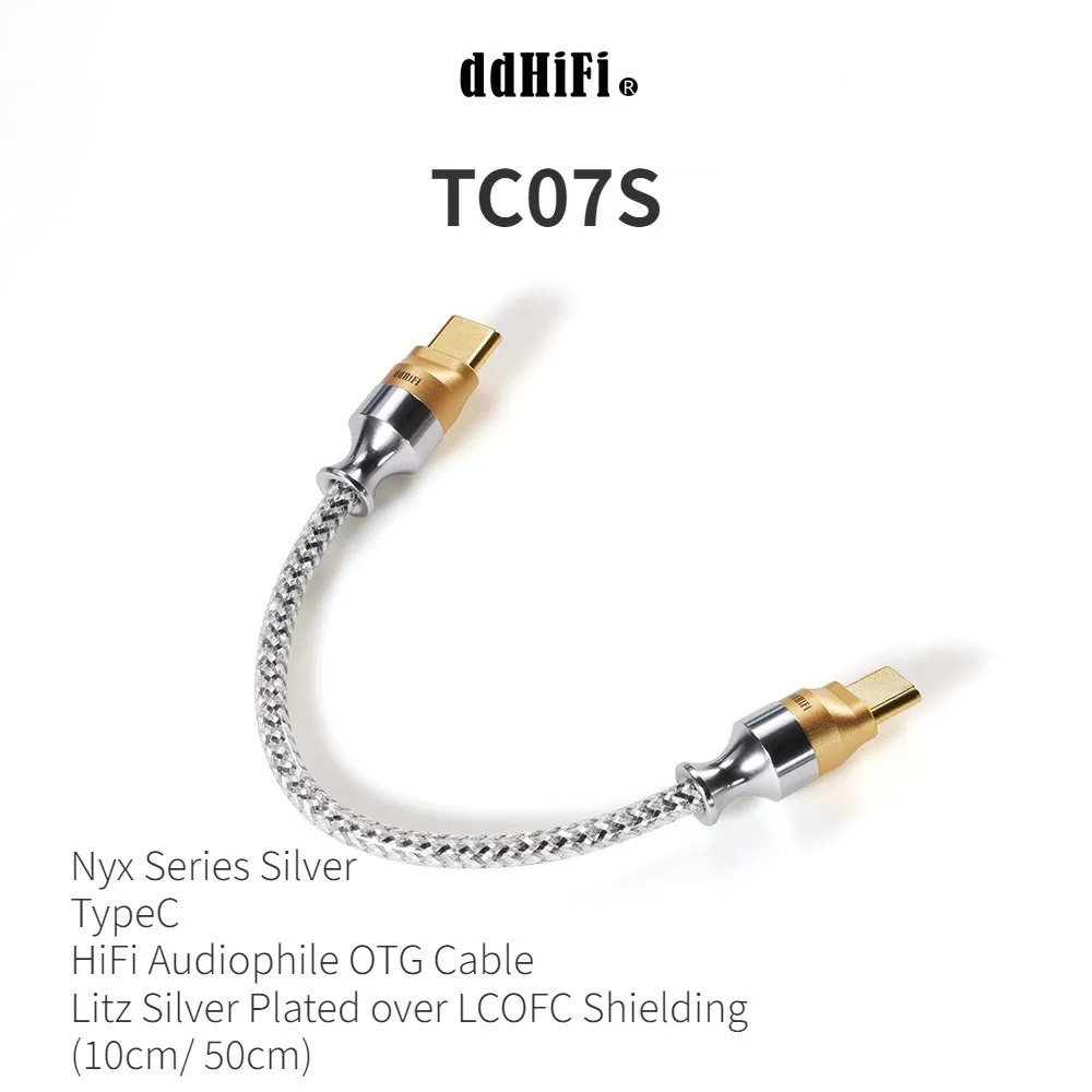 

DDHiFi TC07S Nyx Series Silver TypeC HiFi Audiophile USB OTG Cable with Litz Silver Plated over LCOFC Shielding (10cm/ 50cm)