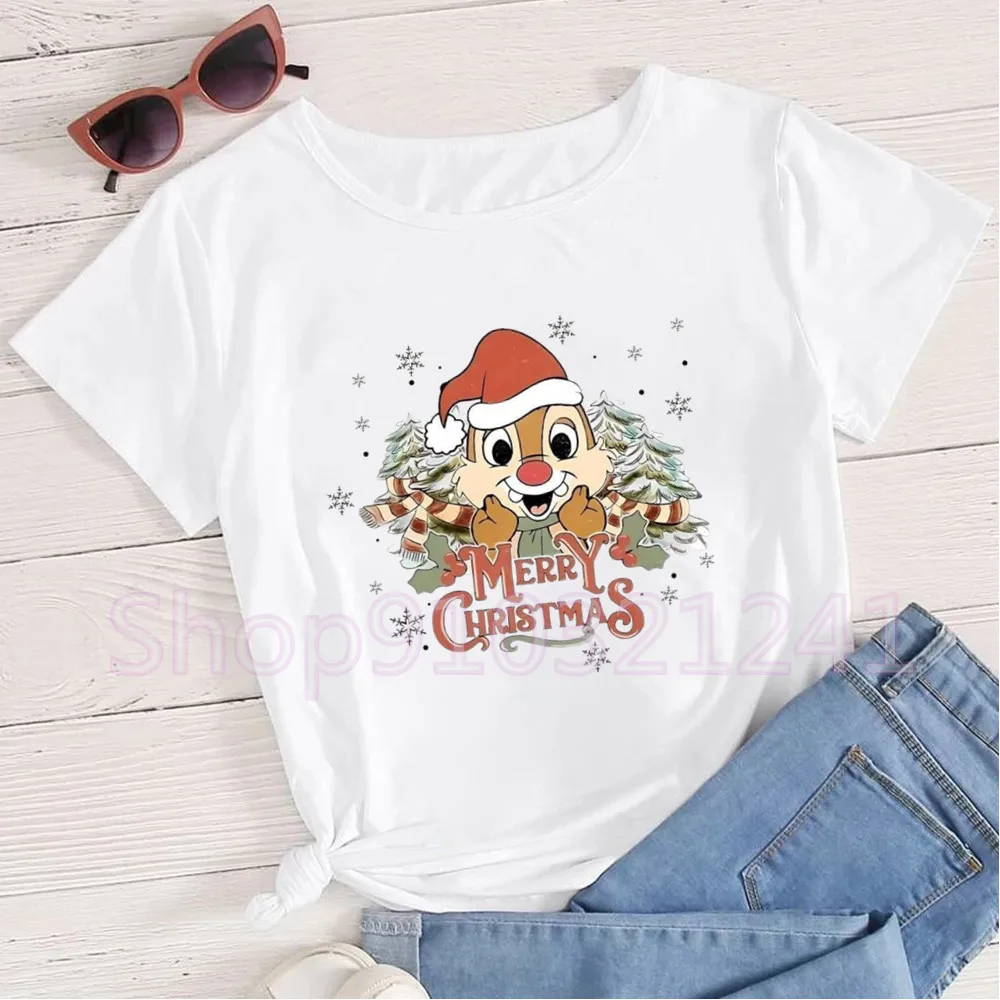Футболка с Рождеством новая модная одежда Чип и Дейл кавайные подарочные топы