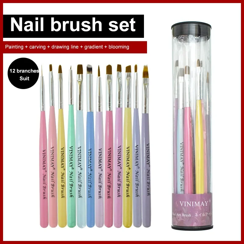 

NEW2023 2Pcs ail rush et esign or ail el olish ainting rawing ail rushes or ails rt anicure ccessories ools