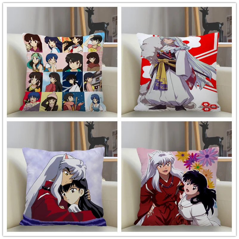 

Мягкий чехол для подушки для домашнего декора Inuyasha с аниме, двусторонний принт 45x45 см