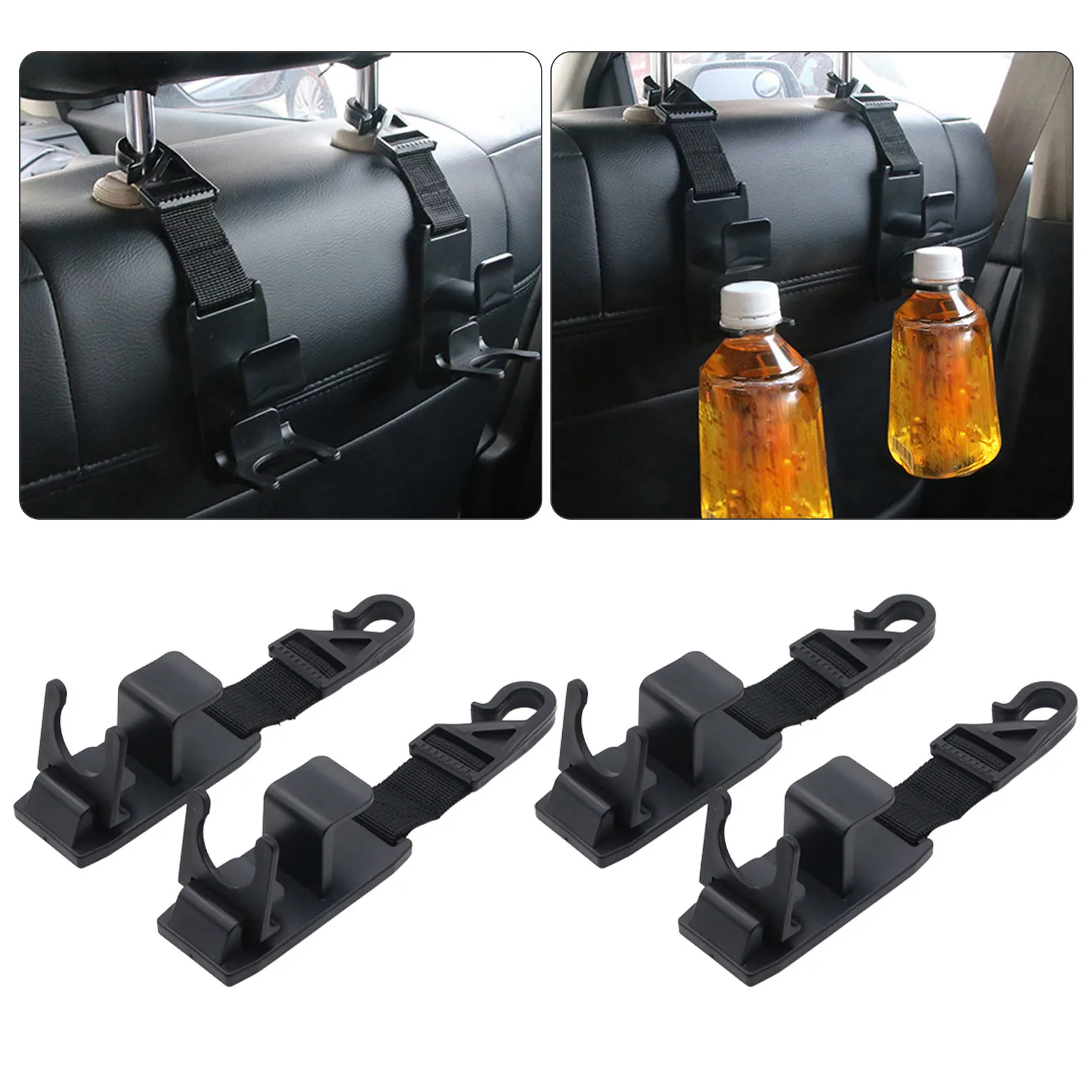 

2pcs Universal Auto Vehicle Double Hook Holder Behind Over Seat Hook Hangs Bags 2-in-1 High Load-bearing 8KG Hanger Storage