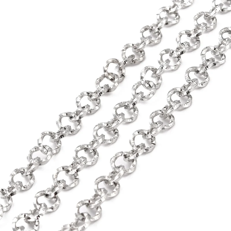 

10m/roll 304 Stainless Steel Rolo Chains Belcher Chain Link Chain Textured Unwelded for Jewelry Making DIY Bracelet 5.5x1.5mm