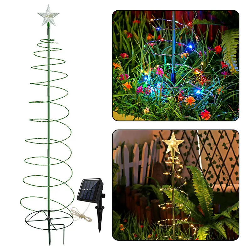 

Креативные фонари на солнечной батарее в виде рождественской елки из ПВХ, фонари на солнечной батарее, водонепроницаемая спираль для наруж...